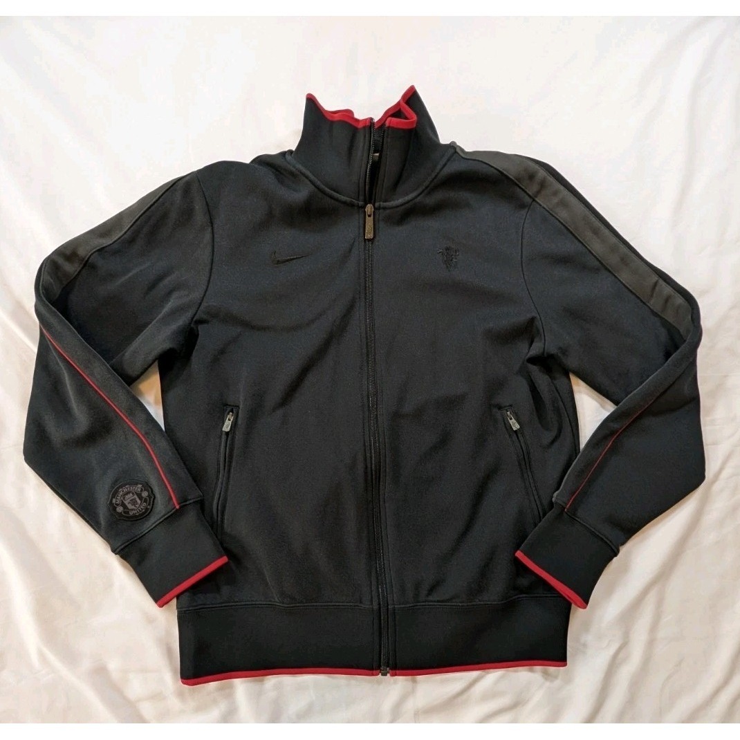 Nike Manchester United Track Jacket Mens Medium Black Red Full Zip Believe Fc
